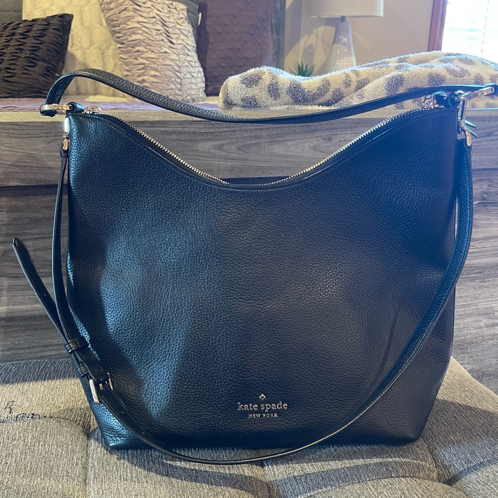 Kate Spade Black Hobo Bag with Luxurious Leather Finish